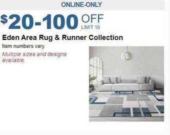 Costco Eden area rug & runner collection offer
