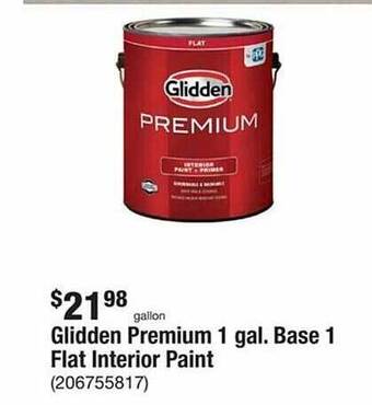 The Home Depot Glidden premium 1 gal. base 1 flat interior paint offer