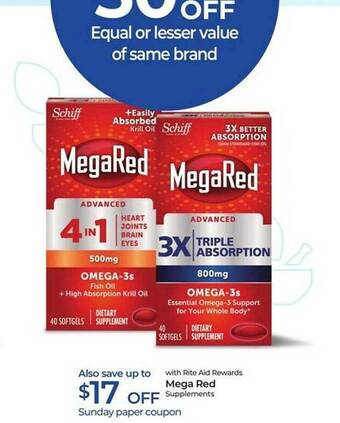 Rite Aid With rite aid rewards mega red supplements offer