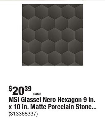 The Home Depot Msi glassel nero hexagon 9 in. x 10 in. matte porcelain stone look floor and wall tile (6.89 sq. ft./case) offer