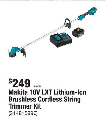 The Home Depot Makita 18v lxt lithium-ion brushless cordless string trimmer kit offer