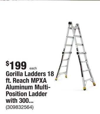 The Home Depot Gorilla ladders 18 ft. reach mpxa aluminum multi-position ladder with 300 lbs. load capacity type ia duty rating offer