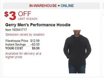 Costco Gerry men's performance hoodie offer