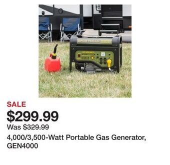 Tractor Supply Company 4,000/3,500-watt portable gas generator, gen4000 offer