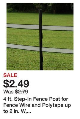 Tractor Supply Company 4 ft. step-in fence post for fence wire and polytape up to 2 in. w, black offer