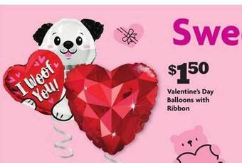Family Dollar Valentine's day balloons with ribbon offer