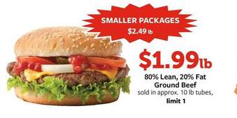 Fareway 80% lean, 20% fat ground beef offer