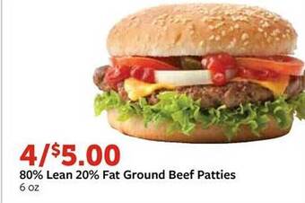Fareway 80% lean 20% fat ground beef patties offer
