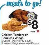 Tops Chicken tenders or boneless wings offer