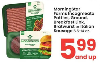 Albertsons MorningStar Farms Incogmeato Patties, Ground, Breakfast Link, Bratwurst or Italian Sausage 6.5-14 oz. offer