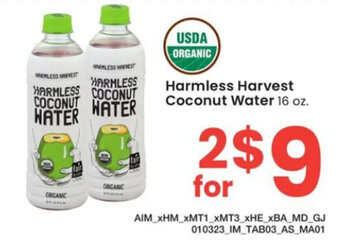 Albertsons Harmless Harvest Coconut Water 16 oz. offer