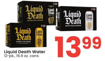 Albertsons Liquid Death Water 12-pk., 16.9 oz. cans offer