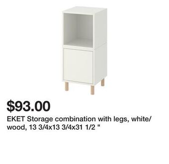 Ikea Eket storage combination with legs, white/wood, 13 3/4x13 3/4x31 1/2 " offer