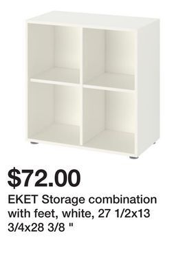 Ikea Eket storage combination with feet, white, 27 1/2x13 3/4x28 3/8 " offer