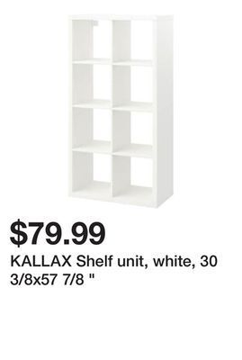 Ikea Kallax shelf unit, white, 30 3/8x57 7/8 " offer