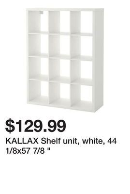 Ikea Kallax shelf unit, white, 44 1/8x57 7/8 " offer