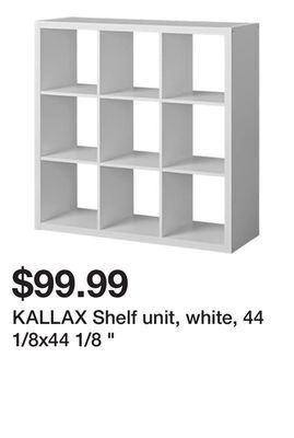 Ikea Kallax shelf unit, white, 44 1/8x44 1/8 " offer