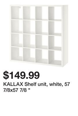 Ikea Kallax shelf unit, white, 57 7/8x57 7/8 " offer