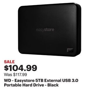 Best Buy Wd - easystore 5tb external usb 3.0 portable hard drive - black offer