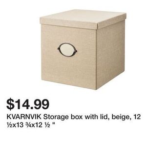 Ikea Kvarnvik storage box with lid, beige, 12 ½x13 ¾x12 ½ " offer