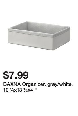 Ikea Baxna organizer, gray/white, 10 ¼x13 ½x4 " offer