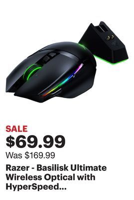 Best Buy Razer - basilisk ultimate wireless optical with hyperspeed technology and charging dock gaming mouse - black offer