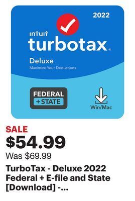 Best Buy Turbotax - deluxe 2022 federal + e-file and state [download] - windows, mac os [digital] offer