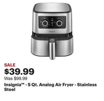 Best Buy Insignia™ - 5 qt. analog air fryer - stainless steel offer
