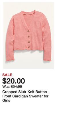 Old Navy Cropped slub-knit button-front cardigan sweater for girls offer