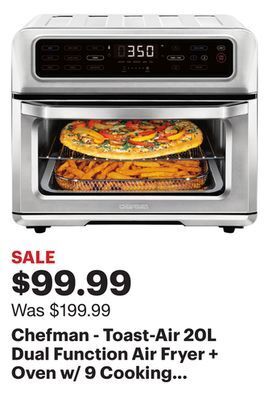 Best Buy Chefman - toast-air 20l dual function air fryer + oven w/ 9 cooking presets - stainless steel offer