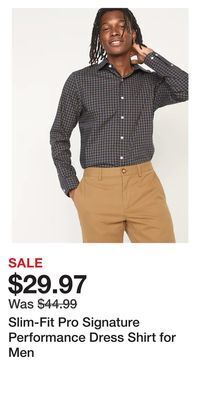 Old Navy Slim-fit pro signature performance dress shirt for men offer