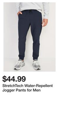 Old Navy Stretchtech water-repellent jogger pants for men offer