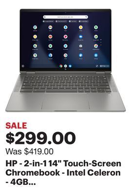 Best Buy Hp - 2-in-1 14" touch-screen chromebook - intel celeron - 4gb memory - 64gb emmc - natural silver offer