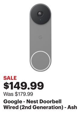 Best Buy Google - nest doorbell wired (2nd generation) - ash offer