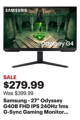 Best Buy Samsung - 27" odyssey g40b fhd ips 240hz 1ms g-sync gaming monitor - black offer
