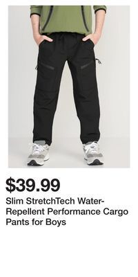 Old Navy Slim stretchtech water-repellent performance cargo pants for boys offer
