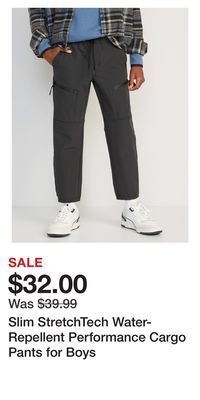 Old Navy Slim stretchtech water-repellent performance cargo pants for boys offer