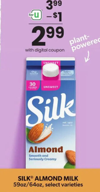 Albertsons Silk Almond Milk 59 oz./64 oz. offer
