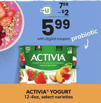 Albertsons Activia Yogurt 12-4 oz. offer