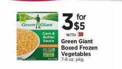 Tops Green giant boxed frozen vegetables offer