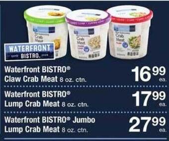 ACME Waterfront bistro claw crab meat, waterfront bistro lump crab meat, waterfront bistro jumbo lump crab meat offer