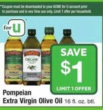 ACME Pompeian extra virgin olive oil offer