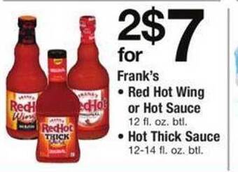 ACME Frank's red hot wing or hot sauce, hot thick sauce offer