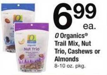 ACME O organics trail mix, nut trio, cashews or almonds offer
