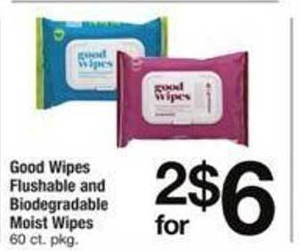 ACME Good wipes flushable and biodegradable moist wipes offer