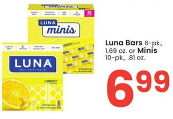 Albertsons Luna Bars 6-pk.,1.69 oz. or Minis 10-pk., .81 oz. offer