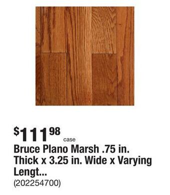 The Home Depot Bruce plano marsh .75 in. thick x 3.25 in. wide x varying length solid hardwood flooring (22 sq. ft. per case) offer
