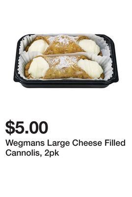 Wegmans Wegmans large cheese filled cannolis, 2pk offer