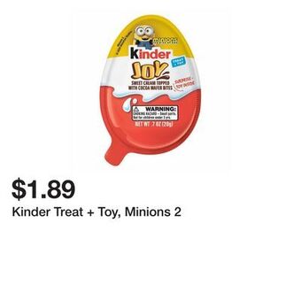 Wegmans Kinder treat + toy, minions 2 offer