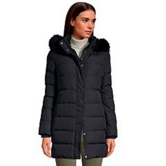 Kohl's Women's lands' end faux-fur hood long down winter coat offer